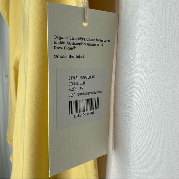 MATE the LABEL Organic Stretch Biker Shorts Yellow NWT in 3X - Picture 4 of 5